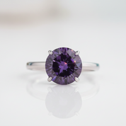 Classic Round Cut 3.5ct Amethyst Purple Engagement Ring - Evani Naomi Jewelry
