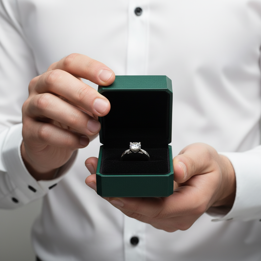 Classic Round Cut Diamond Option Cow Head Engagement Ring
