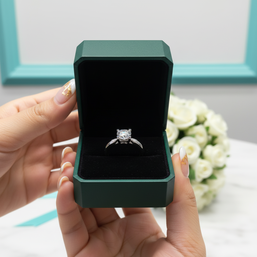 Classic Round Cut Diamond Option Cow Head Engagement Ring