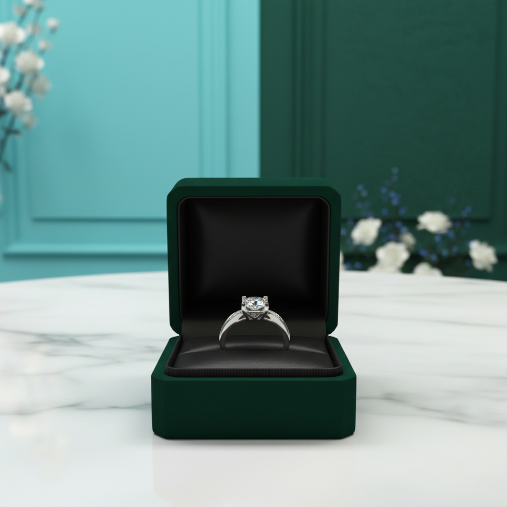 Classic Round Cut Diamond Option Cow Head Engagement Ring