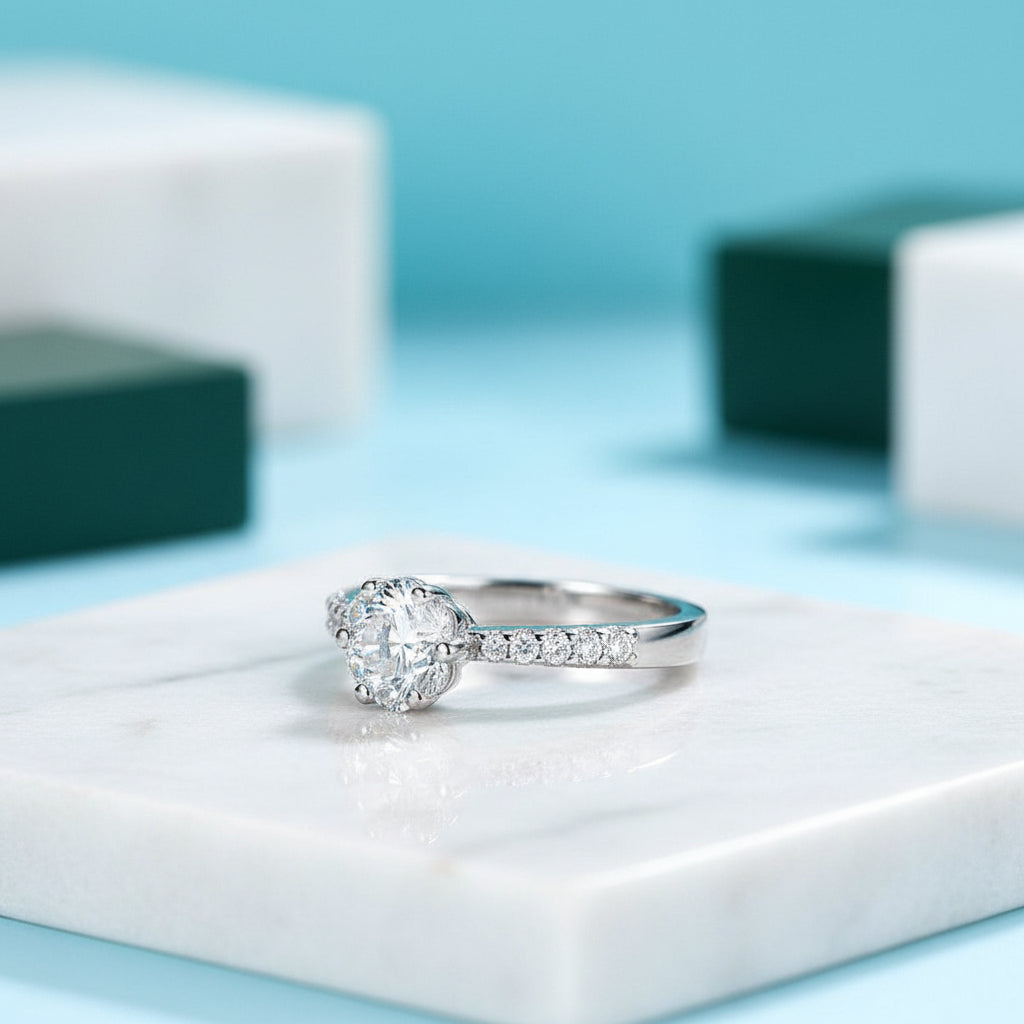 Classic Round Cut Diamond Engagement Ring-Evani Jewelry