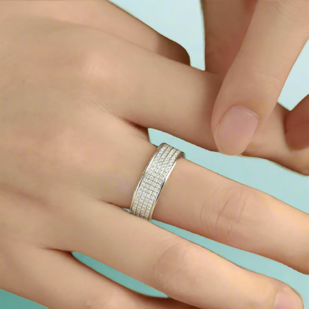 Classic Round Cut Diamond Eternity Men's Wedding Band-Evani Jewelry