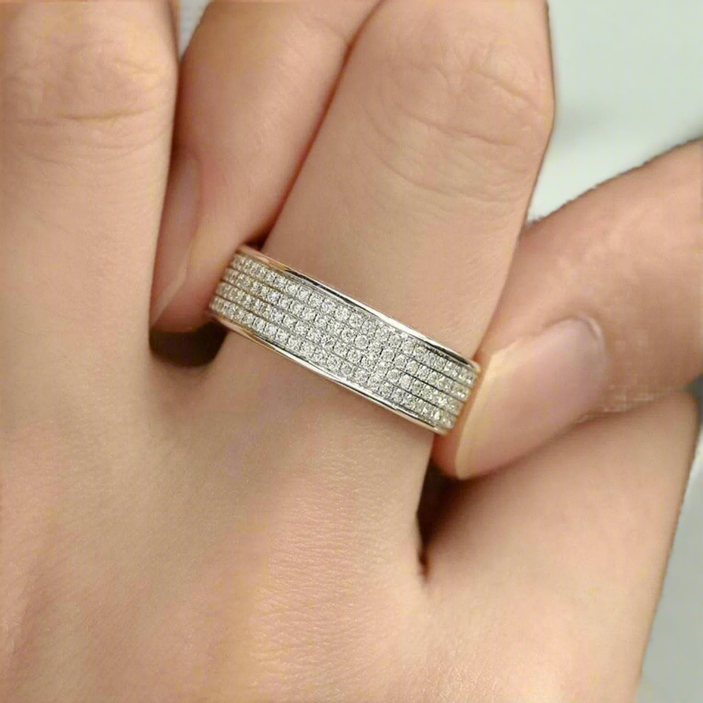 Classic Round Cut Diamond Eternity Mens Wedding Band-Evani Naomi Jewelry