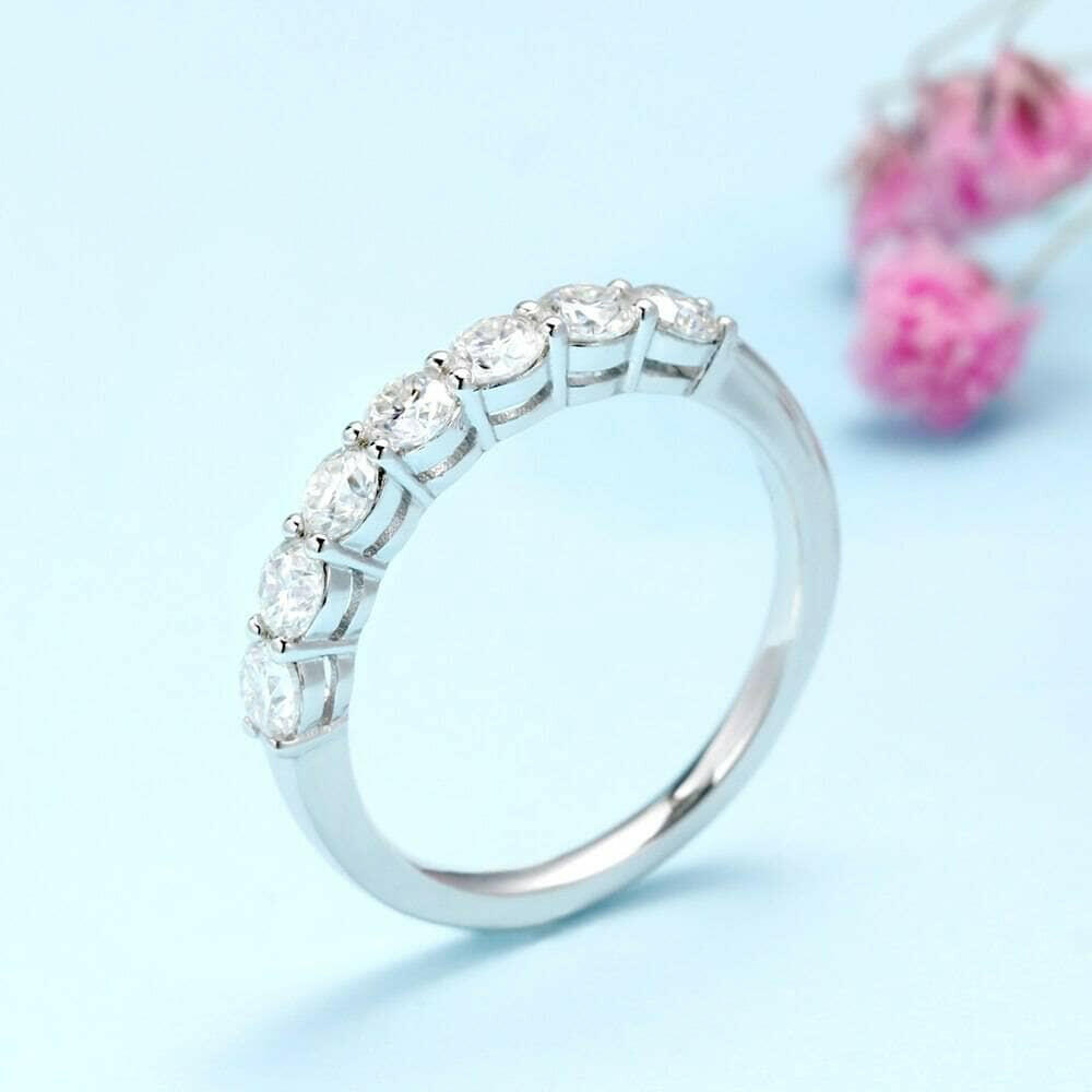 Classic Round Cut Diamond Half Eternity Wedding Band-Evani Naomi Jewelry