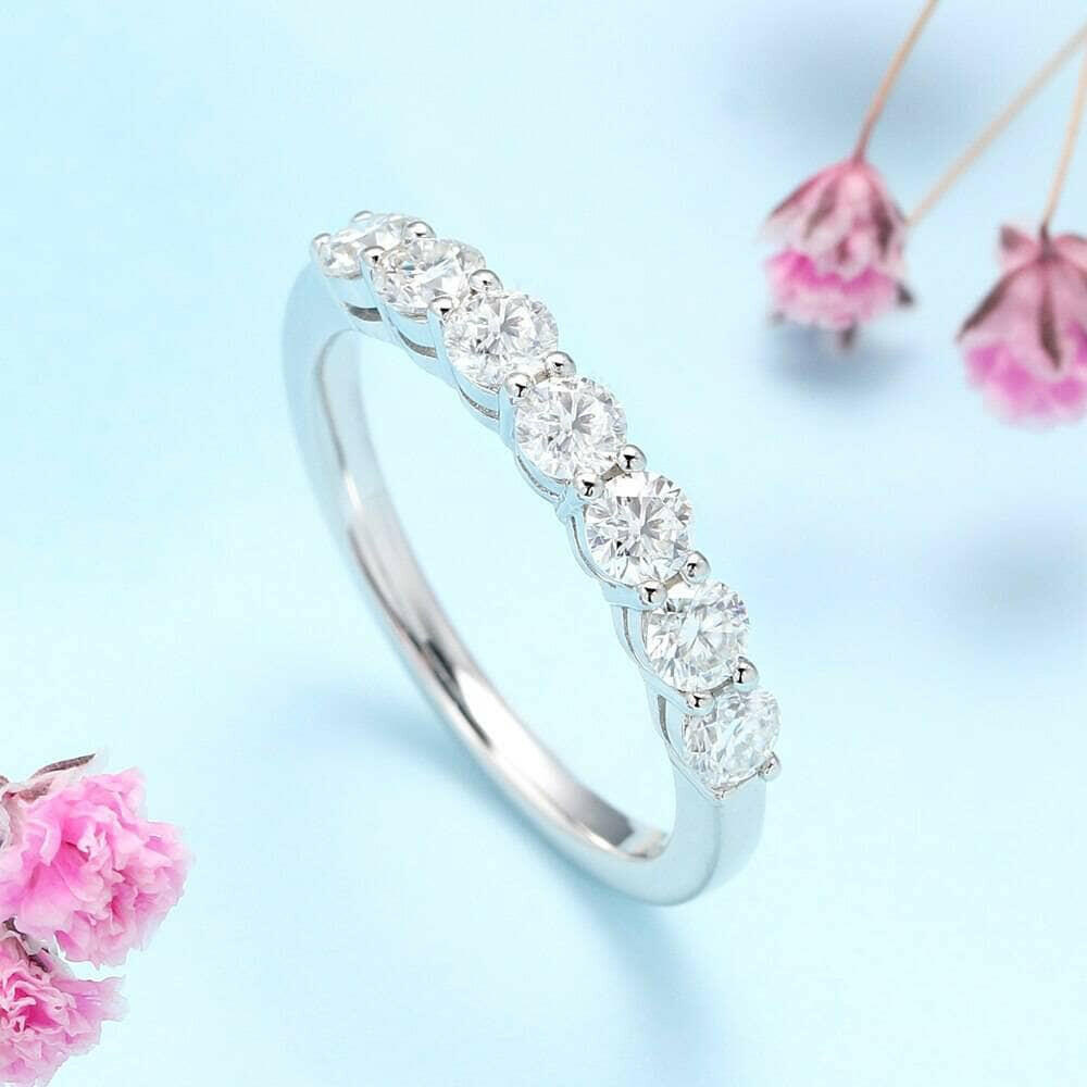 Classic Round Cut Diamond Half Eternity Wedding Band-Evani Naomi Jewelry