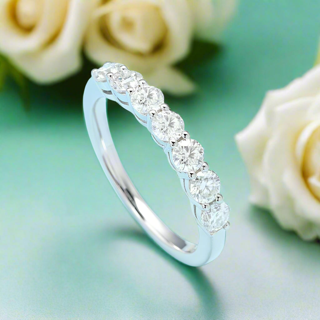Classic Round Cut Diamond Half Eternity Wedding Band-Evani Naomi Jewelry