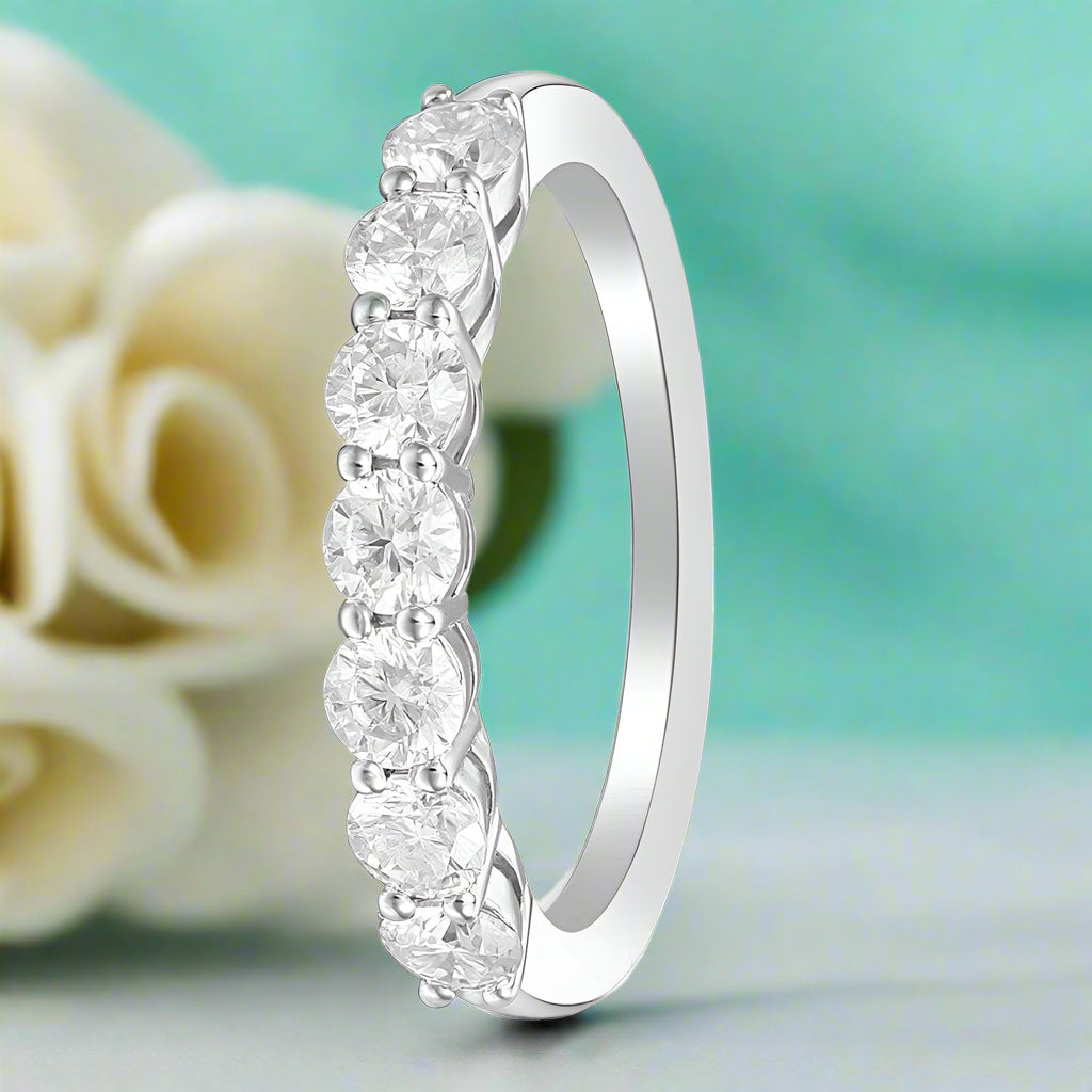Classic Round Cut Diamond Half Eternity Wedding Band-Evani Naomi Jewelry