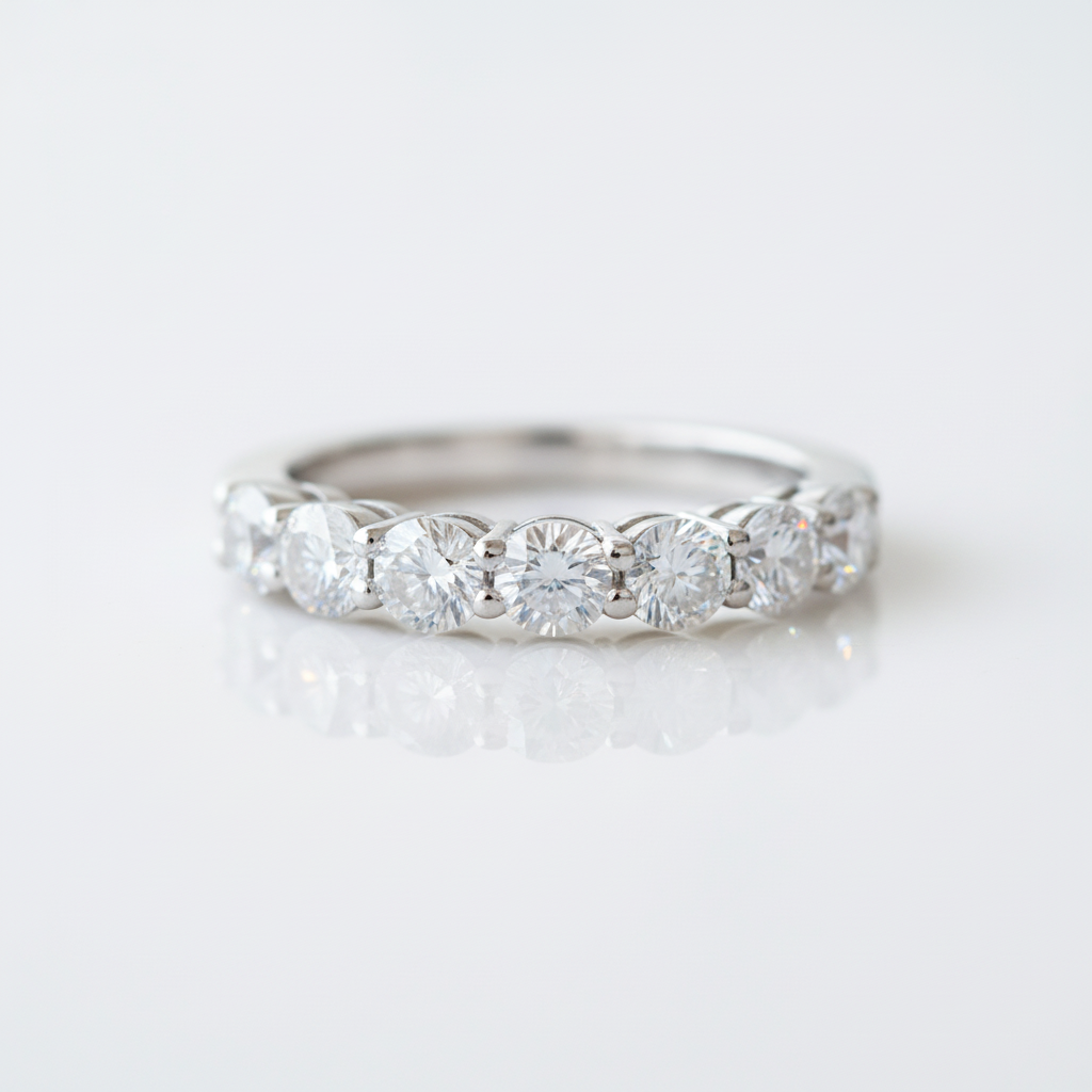 Classic Round Cut Diamond OptionHalf Eternity Wedding Band - Evani Naomi Jewelry