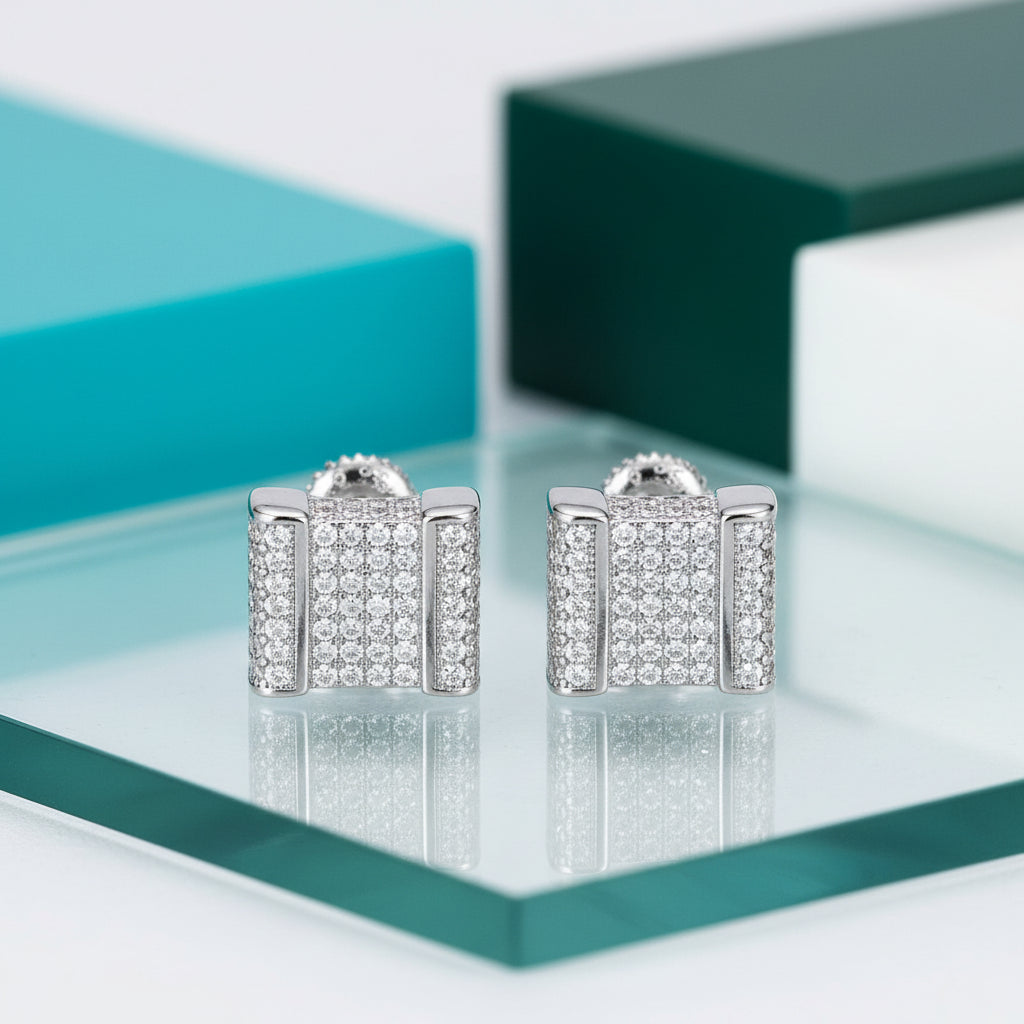Classic Round Cut Diamond Hip hop Earrings-Evani Jewelry