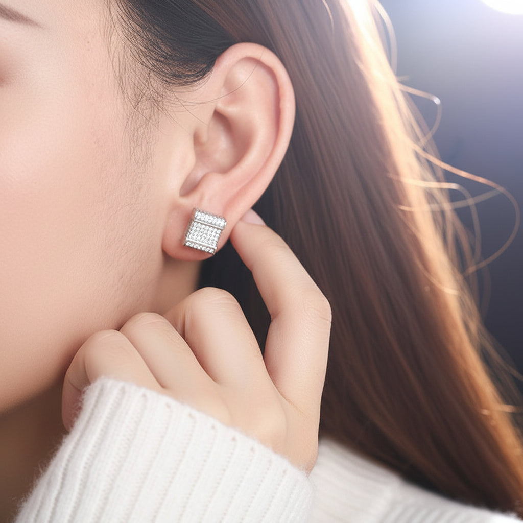 Classic Round Cut Diamond Hip hop Earrings-Evani Jewelry
