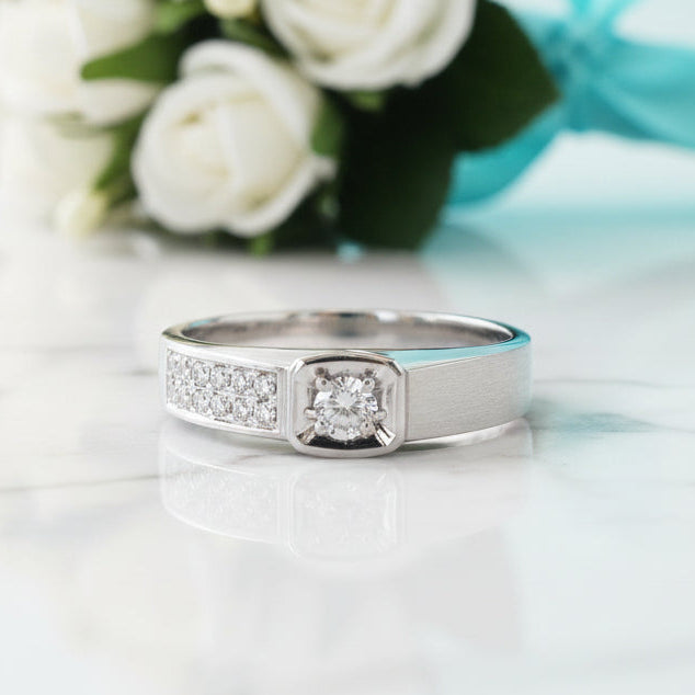 Classic Round Diamond 14K White Gold Engagement Ring-Evani Jewelry