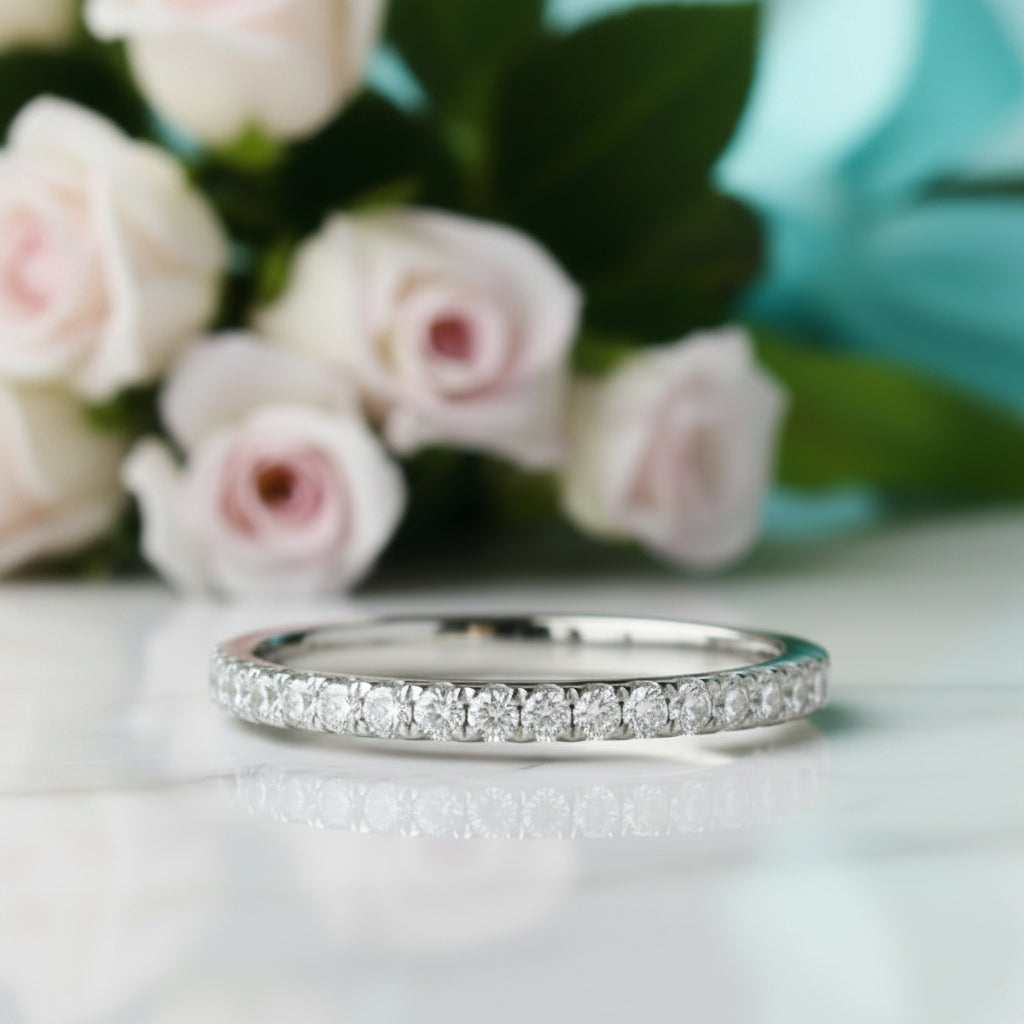Classic Round Diamond Half Eternity Wedding Band-Evani Jewelry