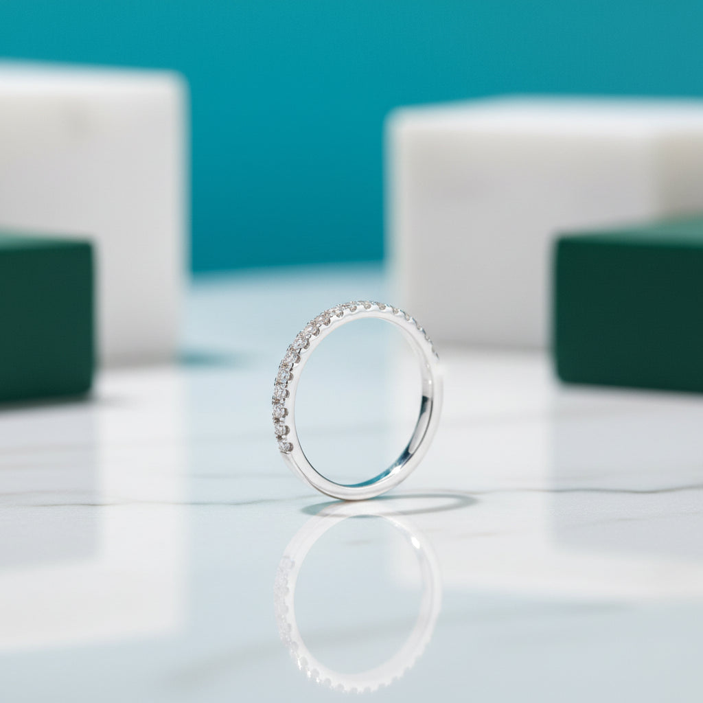 Classic Round Diamond Half Eternity Wedding Band-Evani Jewelry