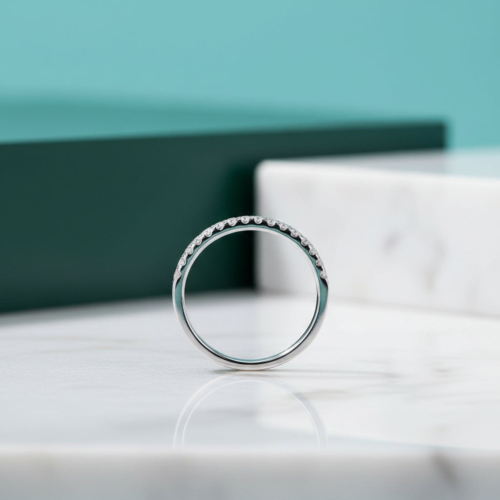 Classic Round Diamond Half Eternity Wedding Band-Evani Jewelry