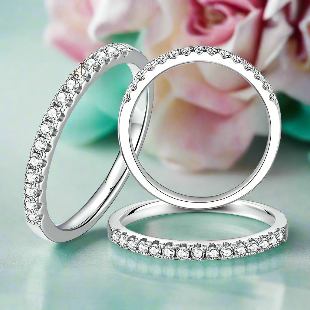 Classic Round Diamond Half Eternity Wedding Band-Evani Naomi Jewelry