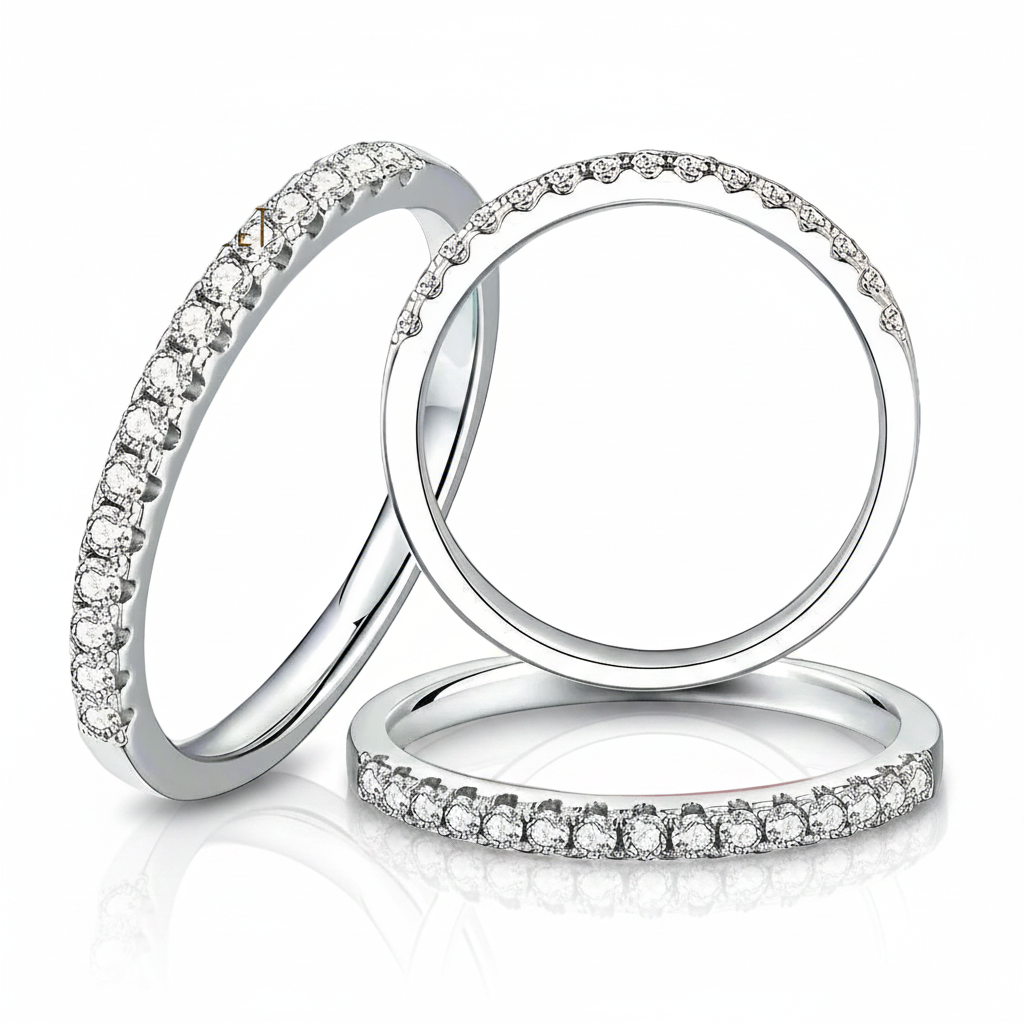 Classic Round Diamond OptionHalf Eternity Wedding Band - Evani Naomi Jewelry