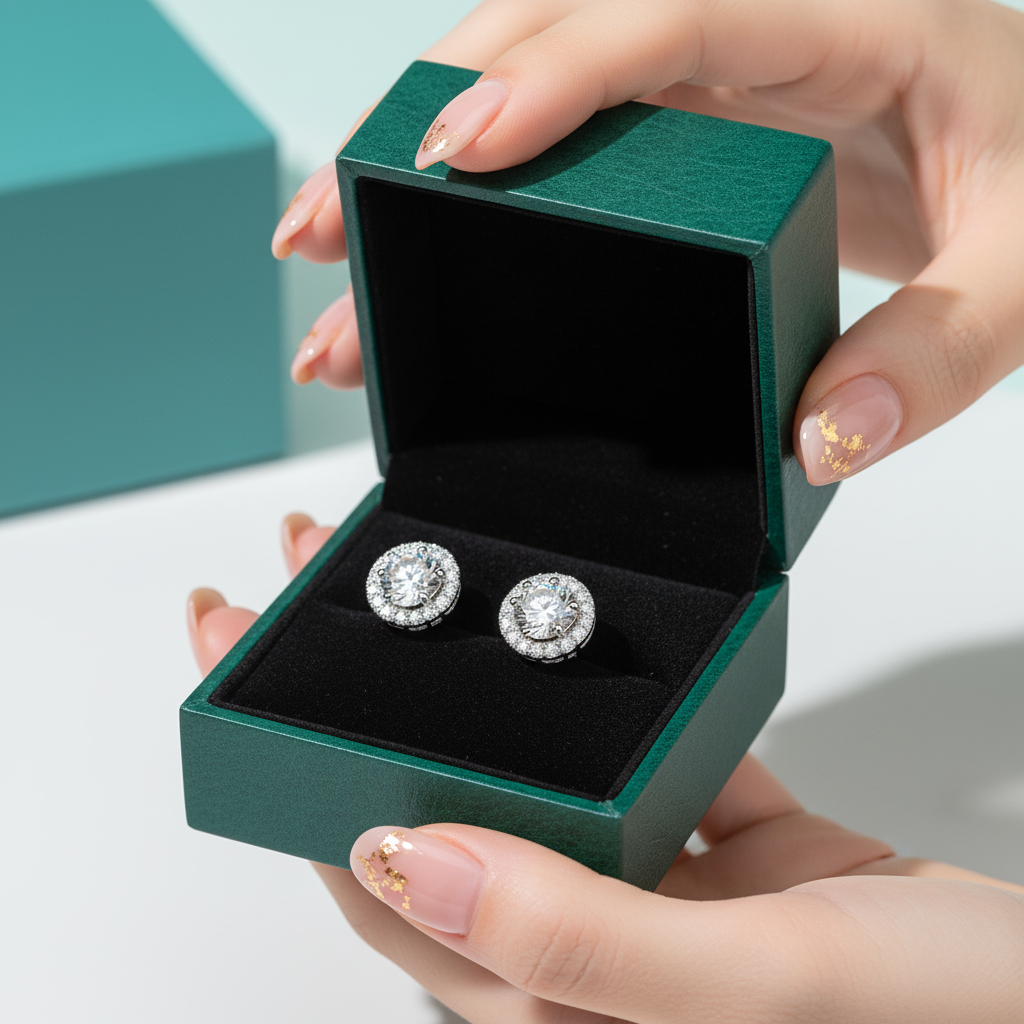 Classic Round Diamond Option Halo Stud Earrings