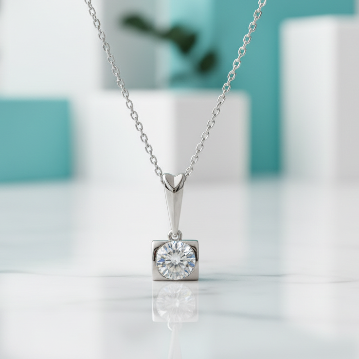Classic Round Diamond Option Necklace and Earrings