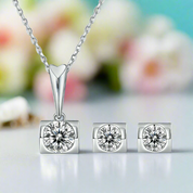 Classic Round Diamond Necklace and Earrings-Evani Naomi Jewelry