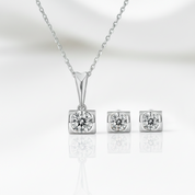 Classic Round Diamond Option Necklace and Earrings