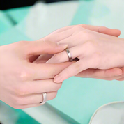 Classic Silver & Blue Unisex Titanium Wedding Band-Evani Naomi Jewelry