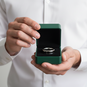 Classic Tungsten Wedding Band with Black Carbon Fiber Inlay - Evani Naomi Jewelry