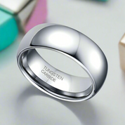 Classic Unisex Dome Tungsten Wedding Band-Evani Naomi Jewelry