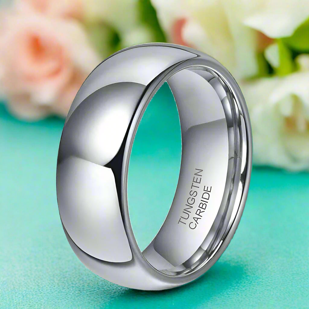 Classic Unisex Dome Tungsten Wedding Band-Evani Naomi Jewelry