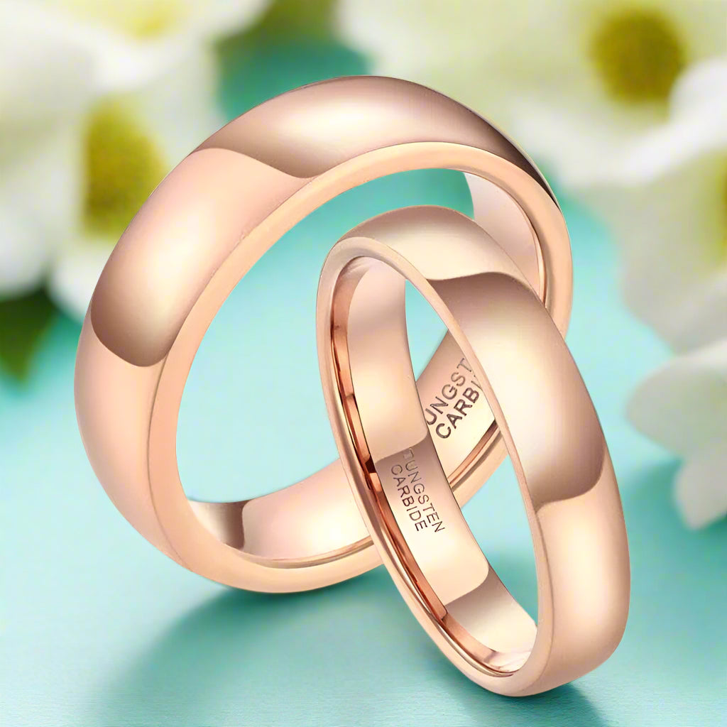 Classic Unisex Rose Gold Tungsten Wedding Band-Evani Naomi Jewelry