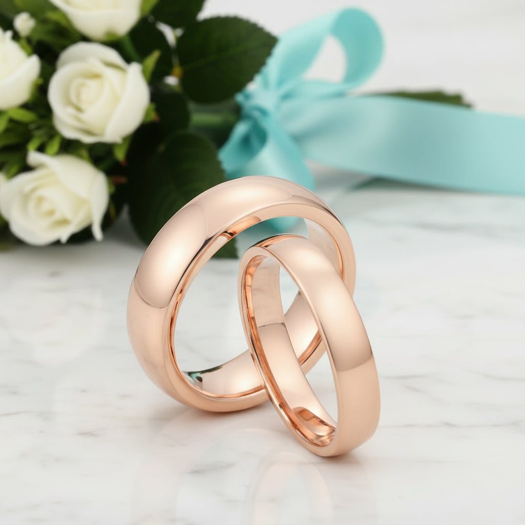 Classic Unisex Rose Gold Tungsten Wedding Band-Evani Jewelry