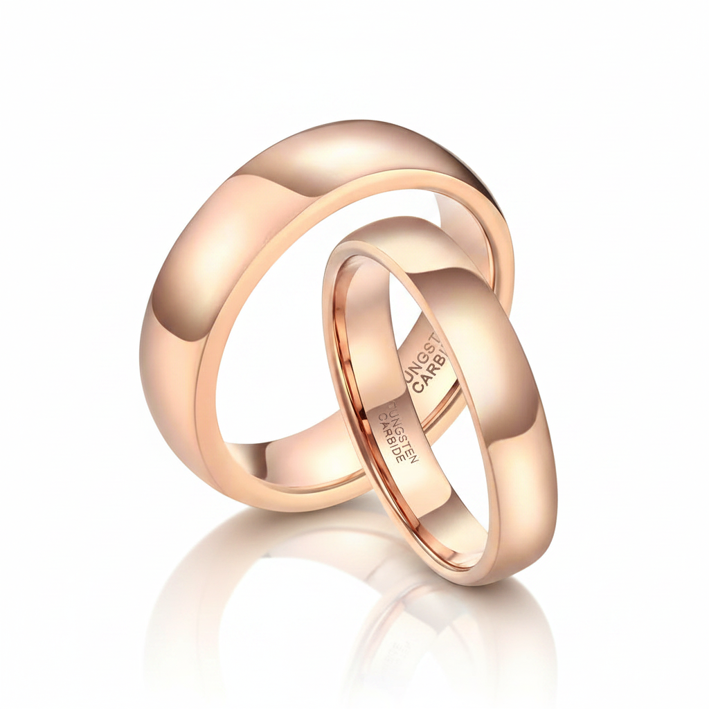 Classic Unisex Rose Gold Tungsten Wedding Band - Evani Naomi Jewelry