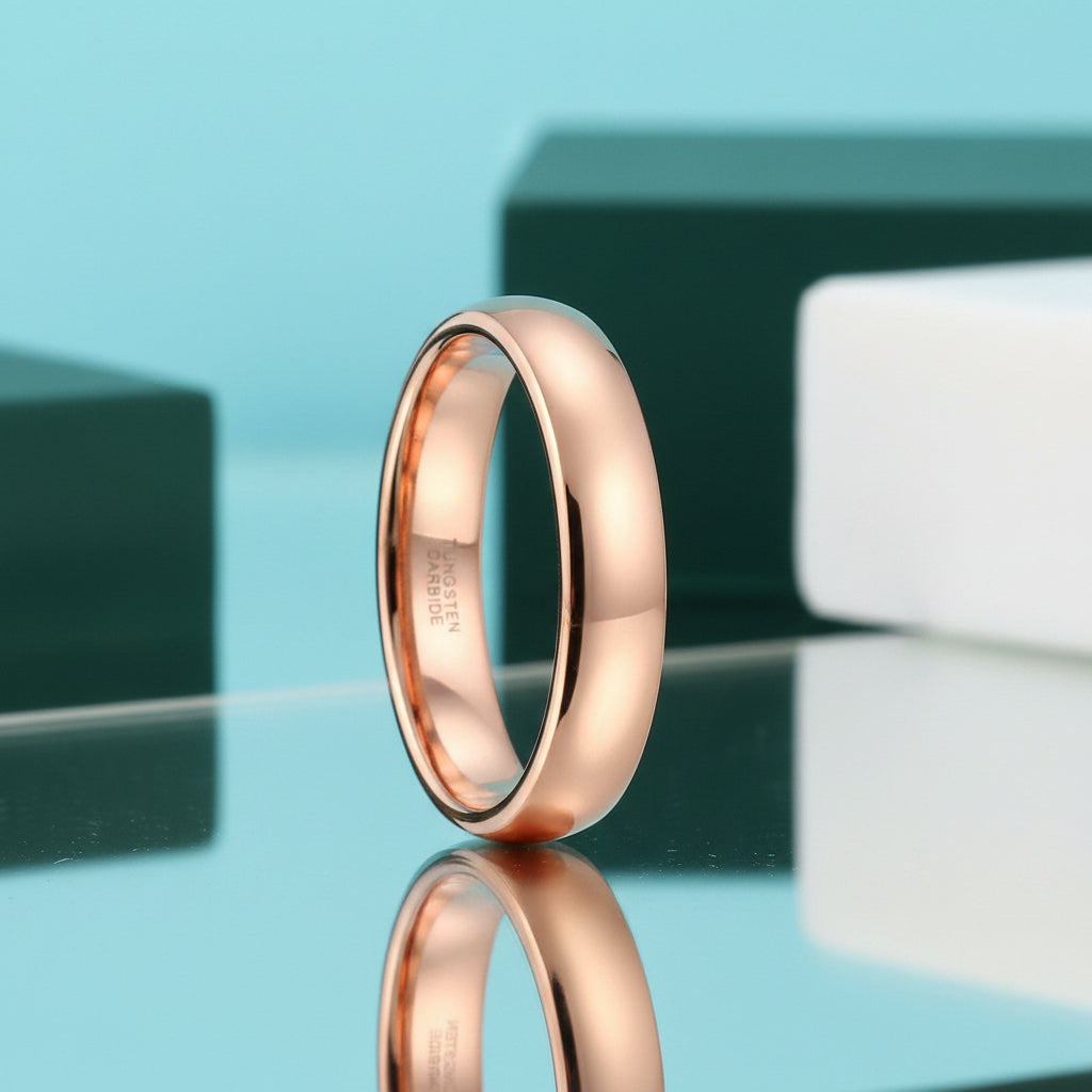 Classic Unisex Rose Gold Tungsten Wedding Band-Evani Jewelry