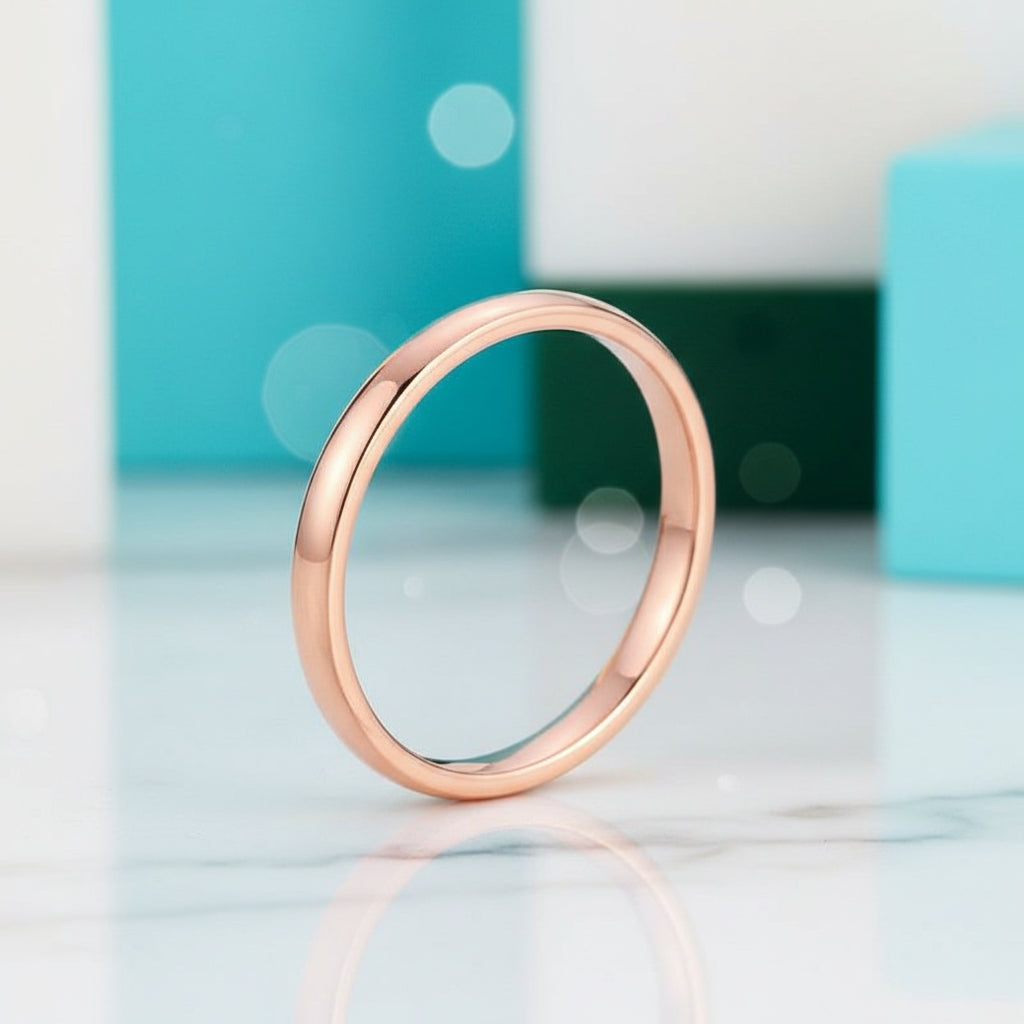 Classic Unisex Rose Gold Tungsten Wedding Band-Evani Jewelry