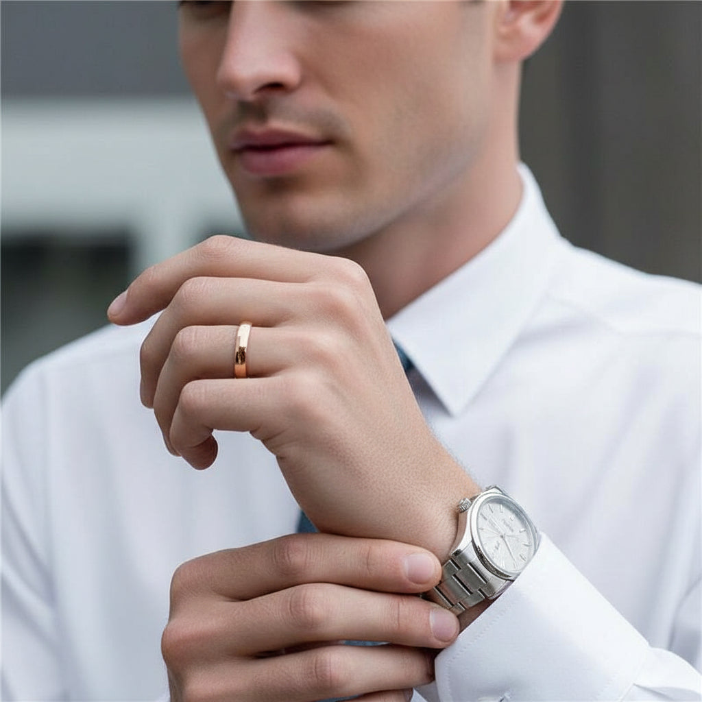 Classic Unisex Rose Gold Tungsten Wedding Band-Evani Jewelry