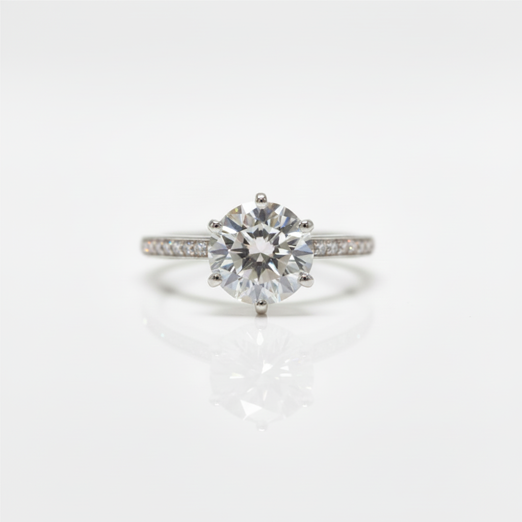 Classic White Gold Engagement Ring with 2.0ct Diamond Option