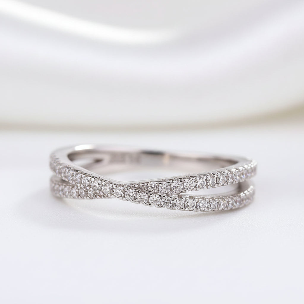 Classic X Criss Cross Diamond Wedding Band-Evani Jewelry