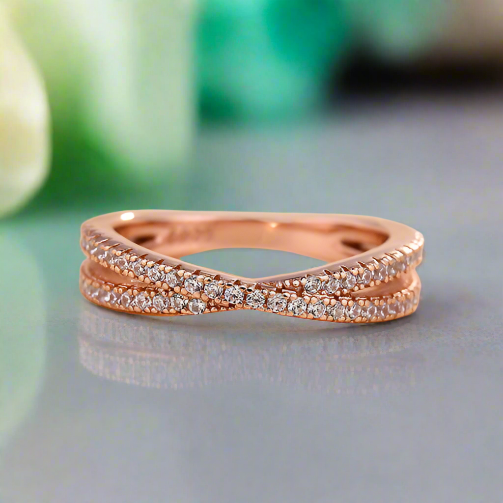 Classic X Criss Cross Diamond Wedding Band-Evani Naomi Jewelry