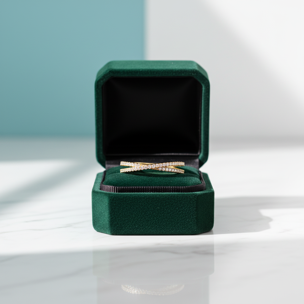 Classic X Criss Cross Diamond Option Wedding Band - Evani Naomi Jewelry