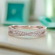 Classic X Criss Cross Diamond Wedding Band-Evani Naomi Jewelry