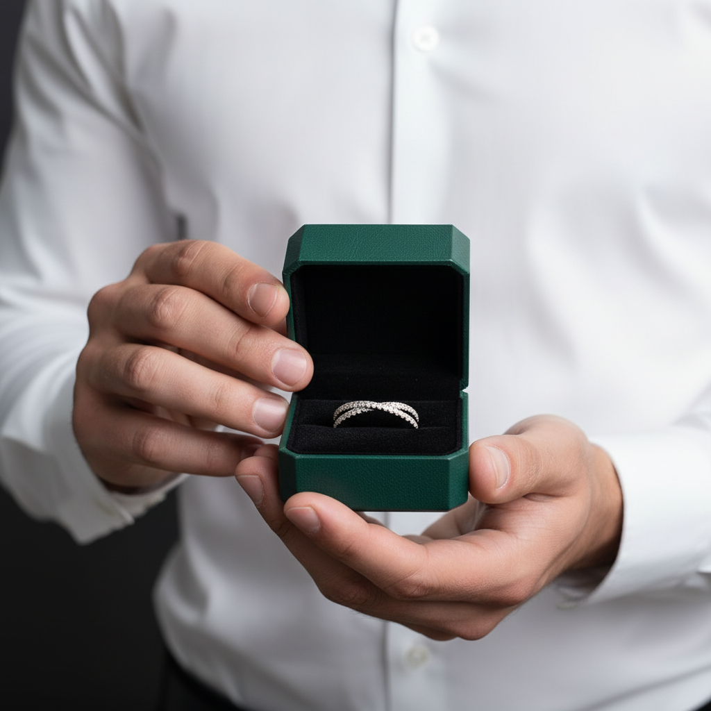 Classic X Criss Cross Diamond Option Wedding Band