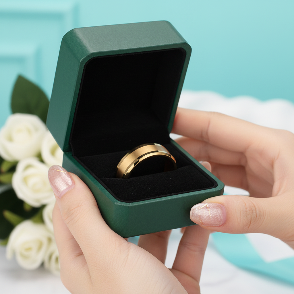 Classic Yellow Gold Tungsten Men's Wedding Band