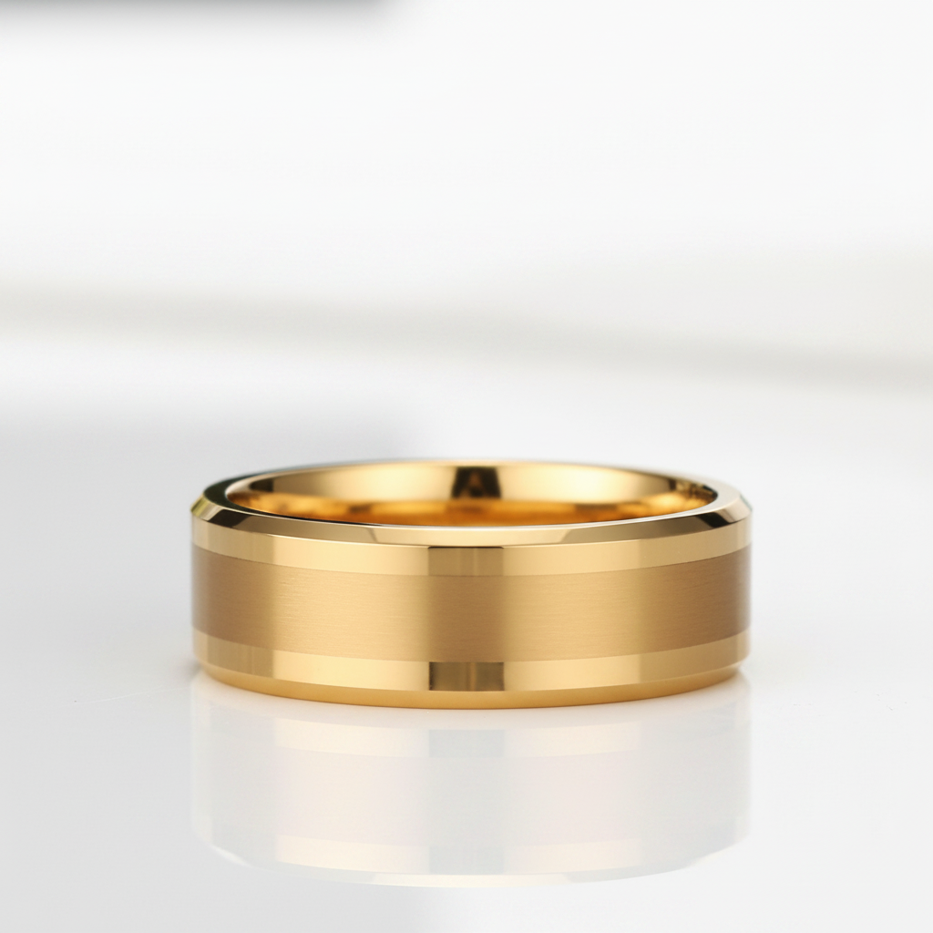 Classic Yellow Gold Tungsten Men's Wedding Band