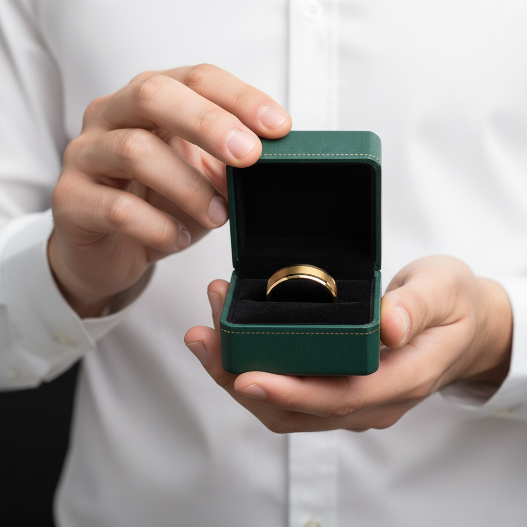 Classic Yellow Gold Tungsten Men's Wedding Band