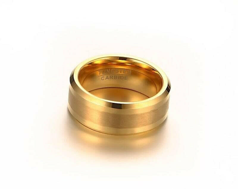 Classic Yellow Gold Tungsten Men's Wedding Band-Evani Naomi Jewelry