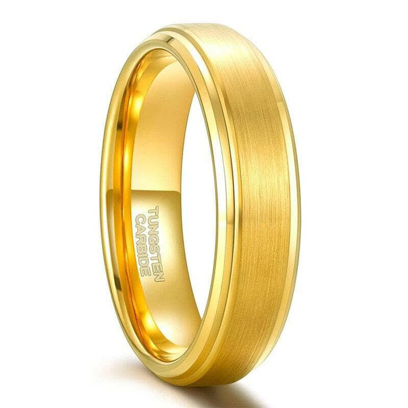 Classic Yellow Gold Unisex Tungsten Wedding Band-Evani Naomi Jewelry