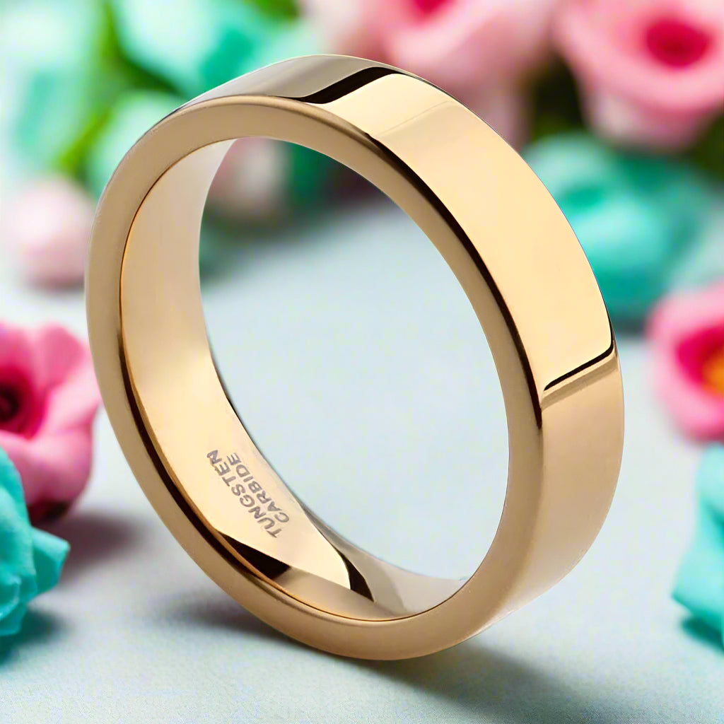 Classic Yellow Gold Unisex Tungsten Wedding Band-Evani Jewelry