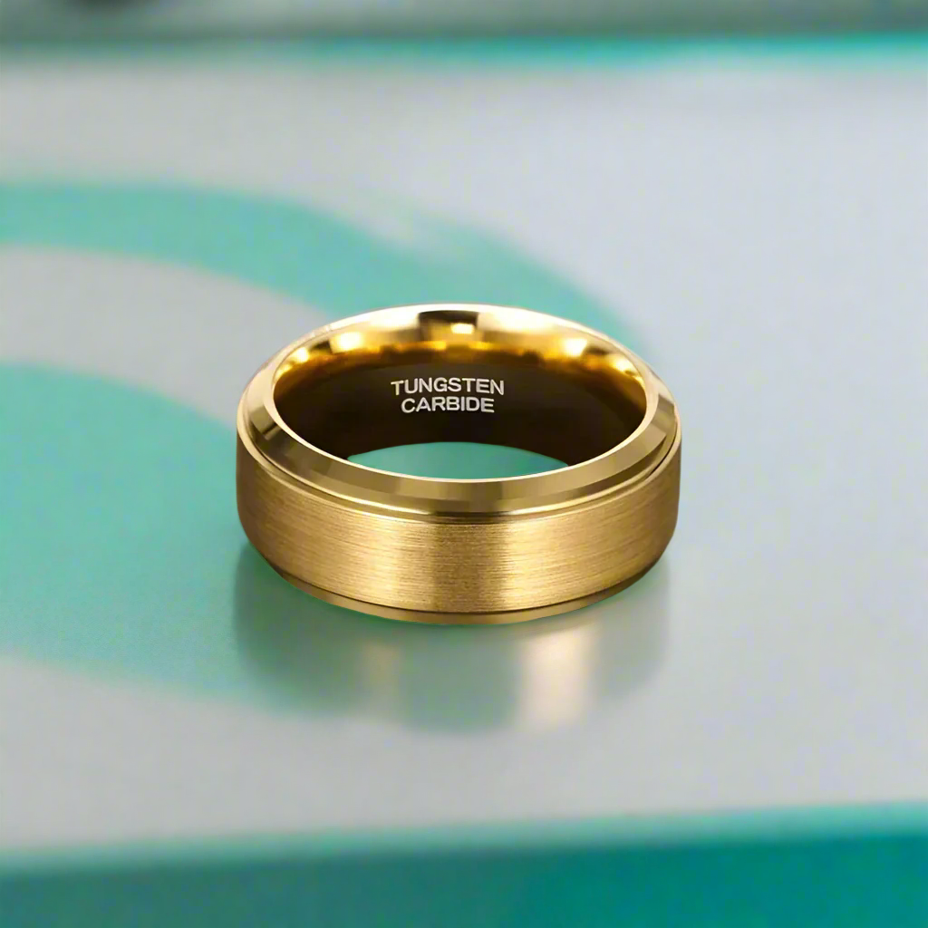 Classic Yellow Gold Unisex Tungsten Wedding Band-Evani Jewelry