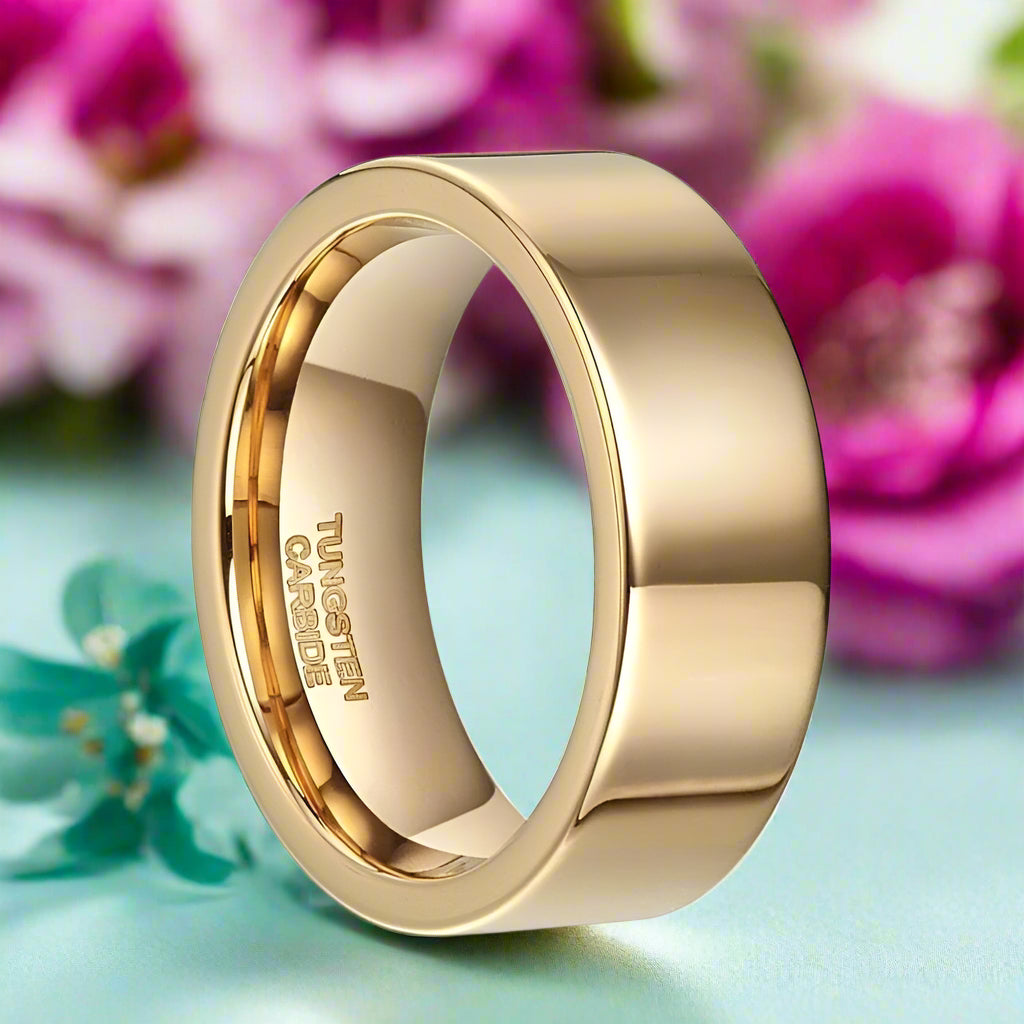 Classic Yellow Gold Unisex Tungsten Wedding Band-Evani Jewelry