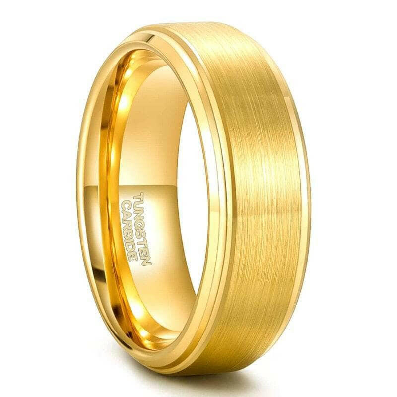 Classic Yellow Gold Unisex Tungsten Wedding Band-Evani Jewelry