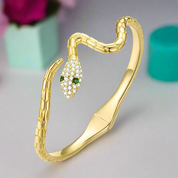 Classical Snake Diamond Open Bangle Bracelet-Evani Naomi Jewelry